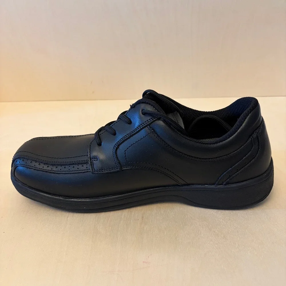 Orthofeet Dress Shoe Men 12 Extra Wide 4E Black Leather Orthopedic Oxfords